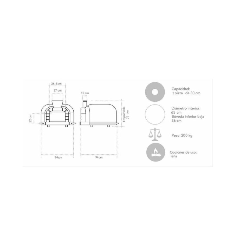 R-65 PIZZA PAN HORNO DE LEÑA BASE EMPOTRABLE 