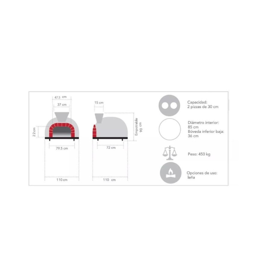 HP-85E PIZZA PAN HORNO DE LEÑA BASE EMPOTRABLE 