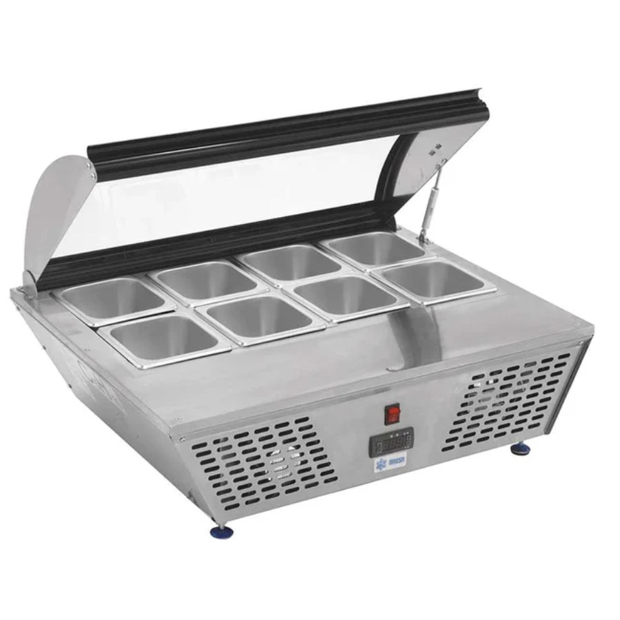 RTW-67L BASE REFRIGERADA DE 8 INSERTOS DE SOBRE MESA CON TAPA